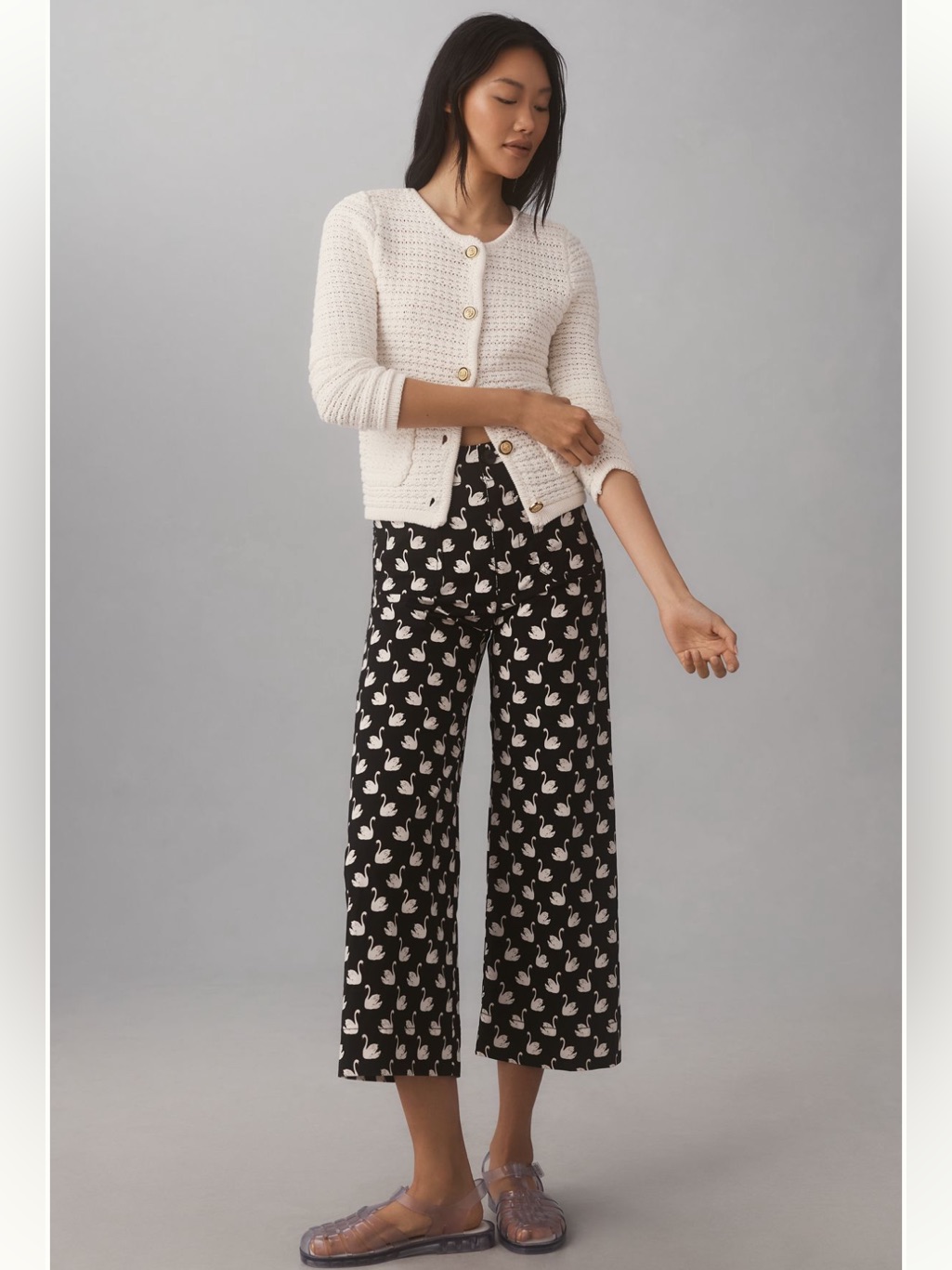 Anthropologie Maeve Colette High Rise Wide Leg Crop Pants In Magic Fabric